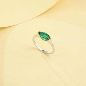 Exquisite Lab-Grown <b>Emerald</b> <b>Ring</b> in S925 Sterling <b>Silver</b> - Product Image 3