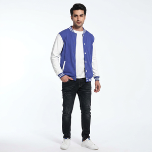 Chaqueta Bomber Varsity de Invierno Personalizada para Hombre, 100% Algodón Transpirable, Cuello Alto, Cierre de Botones Cubiertos, Logotipo Bordado, Estilo Casual - Product Image 1