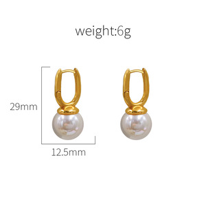 Pearl <b>Earrings</b> Clip On U Shape Gold Plated AA Grade Bezel Setting Everyday Wear - Product Image 4