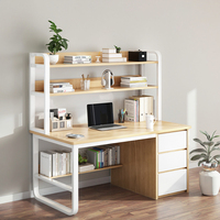 Escritorio Moderno y Sencillo de Madera con Cajón de Hierro Ajustable para Computadora, Mueble Duradero para Oficina en Casa para Espacios Pequeños, Uso Mayorista