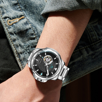 Reloj de Lujo OEM, Automático, Mecánico, con Reserva de Marcha, Luminoso, de Acero Inoxidable, Cristal de Zafiro, Resistente al Agua 5 Bar, con Botón de Presión