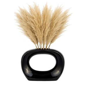 Vaso ovale in ceramica lucida con design cavo per soggiorno, camera da letto, ufficio e decorazioni per la casa - Product Image 2