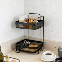Étagère de rangement en métal à 2 niveaux, gain de place, pour montage mural ou sur table, capacité de 5 à 10 kg, pour cuisine et salle de bain