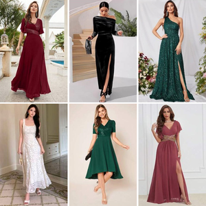 Robes de soirée longues plissées élégantes, sexy et tendance pour femmes, d'occasion, en gros, liquidation - Product Image 1