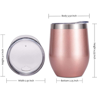 Tasses à double paroi en acier inoxydable 12oz, sans pied, isolées, pour sublimation, verre à vin, tasse à café pour la maison et le bureau