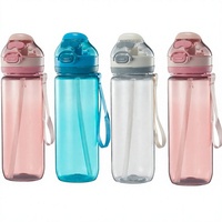 Bouteille de sport transparente en plastique de 750 ml, anti-fuite, écologique, compatible lave-vaisselle, pour usage extérieur, grande capacité, à boire directement