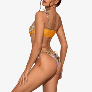 Set Bikini moda donna estate infradito stampa floreale UPF50 Beachwear <span class=keywords><strong>Swim</strong></span> <span class=keywords><strong>Diving</strong></span> abbigliamento accessori - Product Image 4