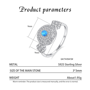 blue <b>Opal</b> Cocktail <b>Ring</b> 925 Sterling Silver Pave Setting Round Brilliant Cut Diamond Women's Luxury Fine Jewelry - Product Image 3