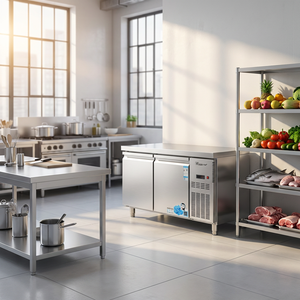 Réfrigérateur commercial sous comptoir en acier inoxydable avec <span class=keywords><strong>plan</strong></span> <span class=keywords><strong>de</strong></span> <span class=keywords><strong>travail</strong></span> intégré et congélateur - Product Image 4