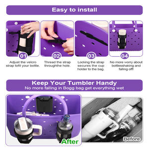 Portavasos ajustable para botellas de agua y tazas, accesorio portátil de tela negra para bebidas - Product Image 3