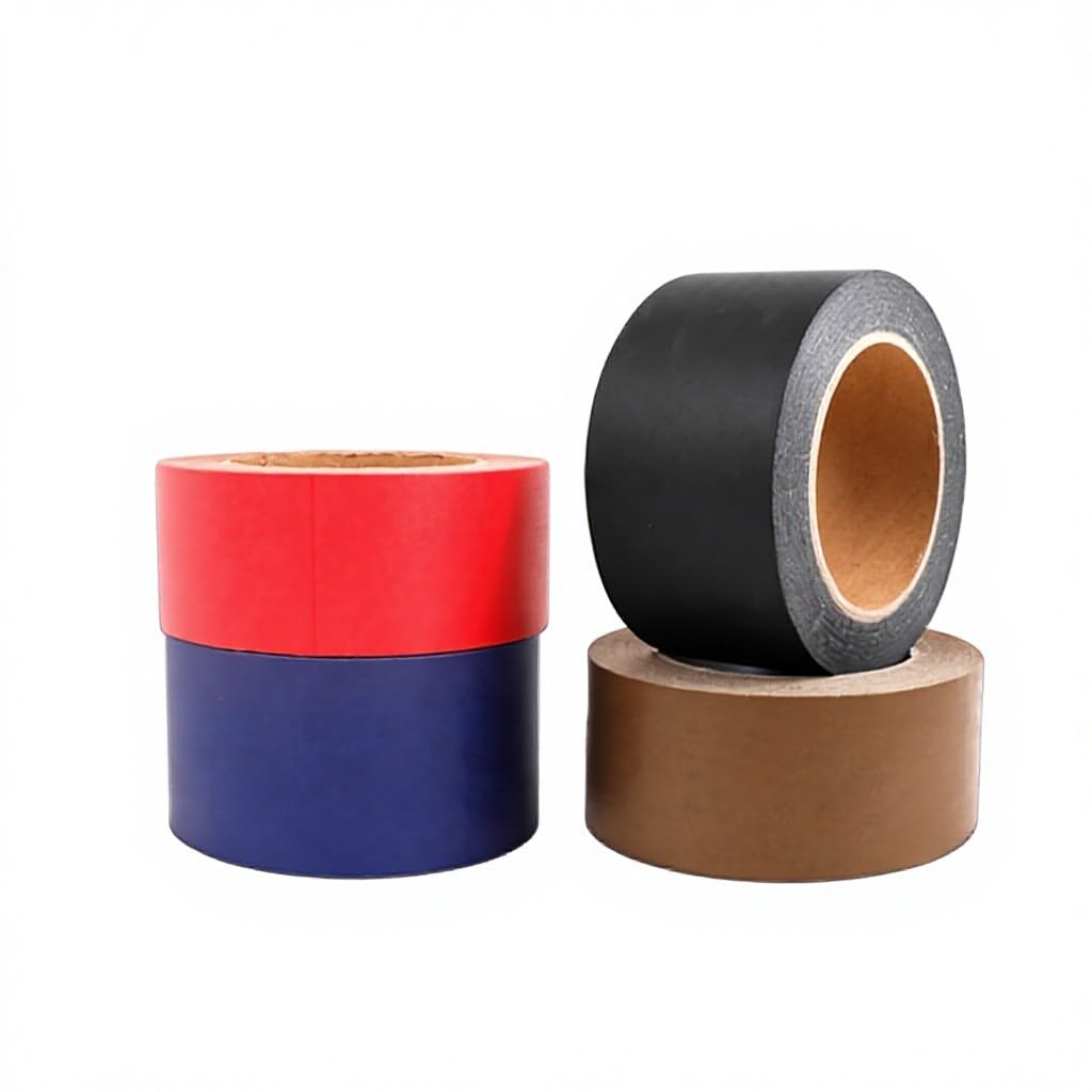 Black Single Sided Self-Adhesive Water-Free Kraft Paper Tape Red Blue Color Strong Viscosity Sealing Adhesive for Packing