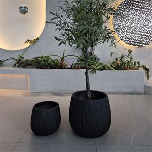Béton Nordique Rond <span class=keywords><strong>Noir</strong></span> Ovale Grand Ciment Extérieur Jardinières Pots De Fleurs Pour Plantes D'intérieur - Product Image 1