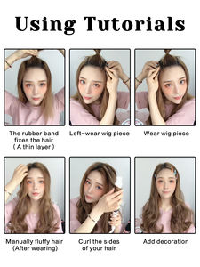 Extensiones de cabello sintético de onda larga de 20 pulgadas marrón claro 6 Clips seguros Tamaño ajustable Clip-on Postizo Tipo de uña preadherida - Product Image 6