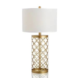 Nordic Modern Fabric <b>Shade</b> Table <b>Lamp</b> Brass Finish Metal Base New Design Dining Room Bedroom Iron Body LED Warm White Light DC - Product Image 6