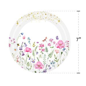Wildflower Party Paper <b>Plates</b> Cups Napkins <b>Disposable</b> Tableware Set For Birthday Holiday Parties - Product Image 3