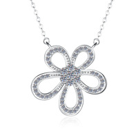 Collier pendentif en forme de tournesol avec moissanite ronde brillante, plaqué rhodium, argent sterling 925