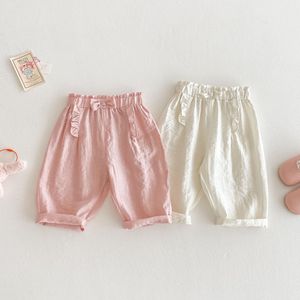 Pantalones Casuales Finos de Algodón con Estampado de Lazo para Niñas, Verano 2026, Nuevos Pantalones de Color Sólido para Bebés - Product Image 1