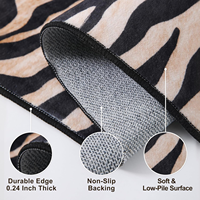 Tapis d'intérieur en polyester pelucheux à imprimé zèbre, style moderne, marron, noir et or, pour salon - Vente en gros directe usine
