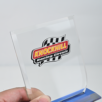 Plaque en verre poli transparente écologique gravée avec logo personnalisé, trophée avec texte, emballage en boîte cadeau, finition soignée