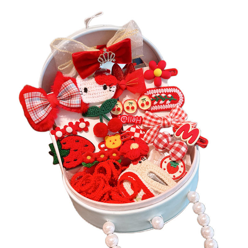 Children's Hair Accessories Girls Hair Clip Set Gift Box Little Girls Hair Card Princess Head String Leather Band Jewelry Box