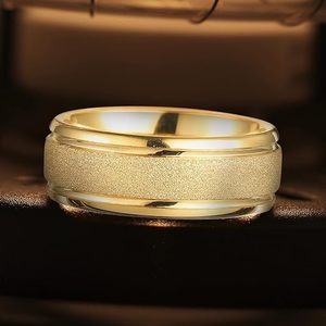 Fabriek Directe Verkoop 18K Vergulde 6/8Mm Gezandstraald Goud Wolfraam <span class=keywords><strong>Ring</strong></span> Heren Trouwring Laser Ik Hou Van Je Heren Wolfraam Ringen - Product Image 2