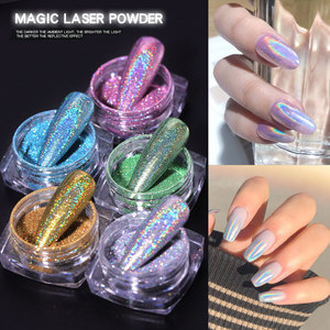 Poudre de paillettes laser holographiques fines, nouvelles couleurs classiques tendance, haute brillance, décoration d'ongles pour salon, vente en gros - Product Image 2