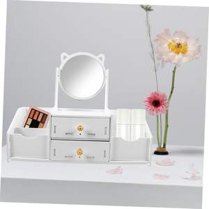 Boîte de Rangement Cosmétique Multifonctionnelle de Luxe Blanche Ronde avec Miroir et Poignées, Style Nordique, Vente en Gros - Product Image 5