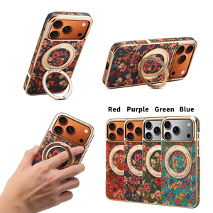 Coque de téléphone Denior Premium à motif papillon pour iPhone avec panneau arrière en liège, support anneau et pare-chocs électroplaqué - Product Image 6