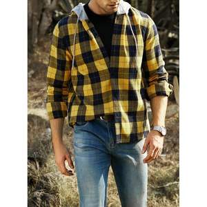 2025 <b>Men's</b> Casual Plaid <b>Flannel</b> Hoodies Button Down Long Sleeve Lightweight Shirts <b>Jackets</b> - Product Image 3