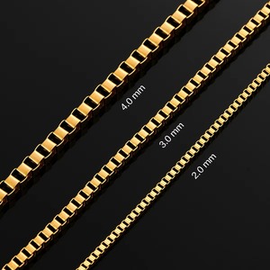 Collier chaîne carrée en acier inoxydable couleur or, épaisseur 2 mm/3 mm/4 mm, pour hommes et femmes, bijoux classiques, 14 à 40 pouces - Product Image 4