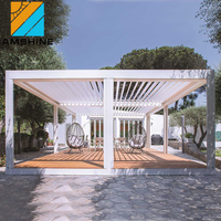 Pergola à lames orientables intelligente, motorisée, rétractable, auvent pare-soleil, pergola électrique en aluminium pour jardin