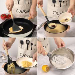Cooking Non Stick Pot Storage Bucket Wooden Handle Silicone <b>Kitchenware</b> Set of 12 Silicone <b>Kitchenware</b> Shovel Set - Product Image 5