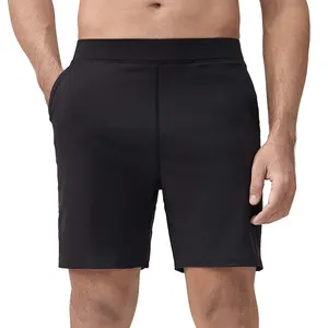 Short de sport athlétique à double couche avec poches Short d'entraînement en nylon 2 en 1 pour hommes