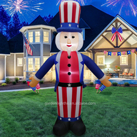 Décoration extérieure gonflable personnalisée de 8 pieds en polyester écologique Uncle Sam avec lumières LED à commande manuelle, étanche IP44