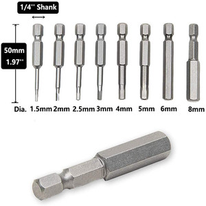 Nanrui S2 Hex <b>Screwdriver</b> <b>Bit</b> <b>Set</b> 1.5-8mm 50mm Length Magnetic Drill <b>Bits</b> for Electric Air Tools - Product Image 5