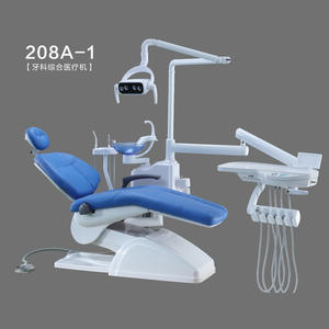 Sillón de Tratamiento Dental FL-208 Eléctrico Color Azul con Escupidera Giratoria de Vidrio, Certificado CE - Product Image 1