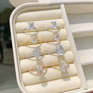 Bague de fiançailles en or et platine X pour la mariée <span class=keywords><strong>éternel</strong></span>le, sertie de pierres cultivées en laboratoire - Product Image 2