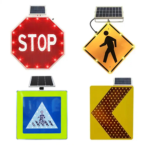 Tùy chỉnh nhôm Led nhấp nháy năng lượng mặt trời Powered giao thông an toàn đường bộ qua dấu hiệu cảnh báo dấu hiệu giao thông - Product Image 6