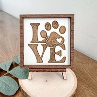 Panneau en bois MDF miniature avec empreinte de patte gravée, cadeau pour les mamans de chiens, décoration de table pour petits espaces - Décoration pour les amoureux des chiens et des animaux de compagnie