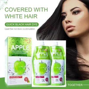 OEM ODM Apple Black Hair Dye Creme saudável maçã cor do cabelo 96 horas fragrância sem amônia preto creme barba salão cor do cabelo