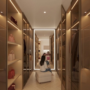 VIQ Dressing sur mesure minimaliste avec multiples étagères, tringles de suspension et unités de tiroirs - Product Image 1