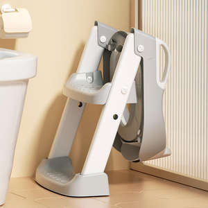 ที่นั่งบนโถส้วมสำหรับเด็กหัดเดินในห้องน้ำพร้อมราวจับ (ลายการ์ตูนพลาสติก) - Product Image 5