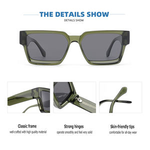 Vente en gros de lunettes de soleil polarisées <span class=keywords><strong>funky</strong></span> avec logo personnalisé de marque de luxe de haute qualité lunettes de soleil à monture épaisse carrée en acétate lunettes de soleil à la mode - Product Image 2