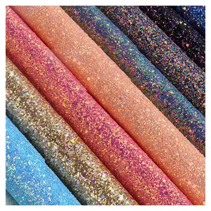 High Quality Glitter Elastic Faux Leather for Christmas Decorations Custom Vinyl <b>Pu</b> Faux Leather Shoe Crafts Art Wholesale - Product Image 1