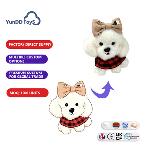 Juguetes de Peluche Personalizados, Nuevo Llavero de Peluche con Forma de Cachorro con Lazo, Relleno de Algodón PP, Mini Perro de Peluche de Dibujos Animados - Product Image 1
