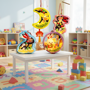 ईस्टर कार्टून खरगोश हस्तनिर्मित डिय हस्तनिर्मित चमकदार प्लास्टिक लालटेन थोक - Product Image 4