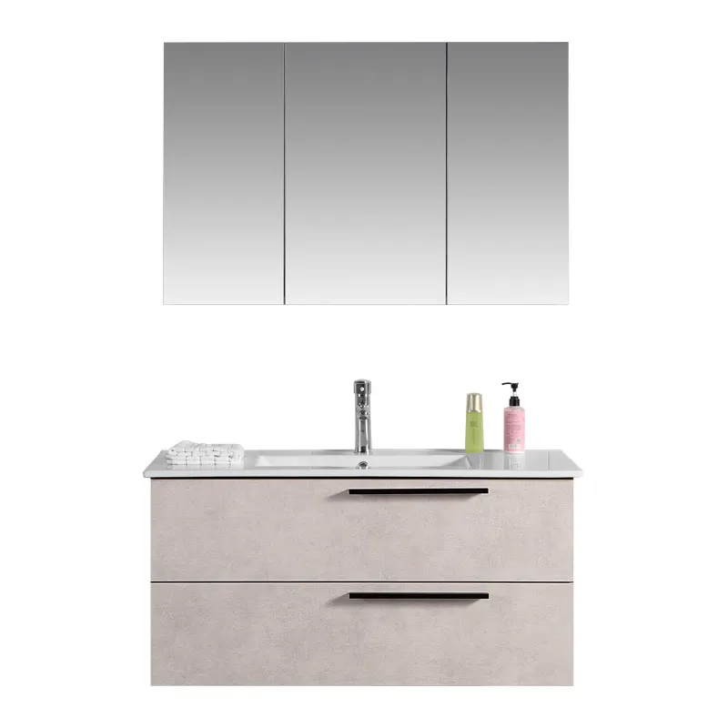 Tocador de baño flotante, mueble de baño de madera maciza con lavabo, juego colgante