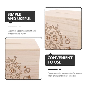 Hucha de madera rectangular, caja de dinero de decoración de guardería personalizada para niños, hucha de bebé para ahorro de niños - Product Image 3