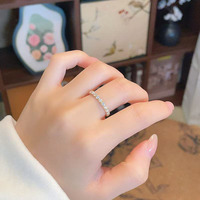 Anello impilabile di lusso leggero e alla moda, in oro giallo 18 carati con diamanti coltivati in laboratorio, per donna