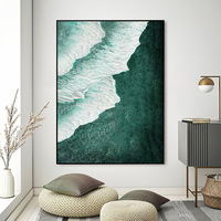 Peintures à l'huile sur toile originales modernes 100% peintes à la main, art mural encadré de luxe noir pour utilisation en extérieur, paysage marin